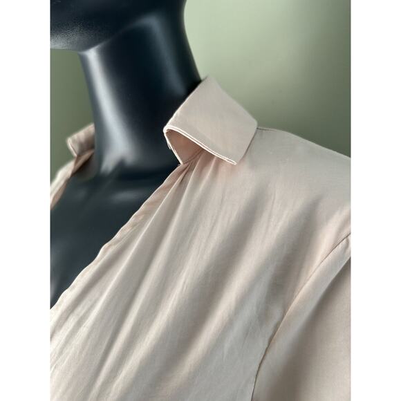 Missguided Long Line Tie Front Shirt Size 4 NWT Light Pink Silky - Picture 5 of 11